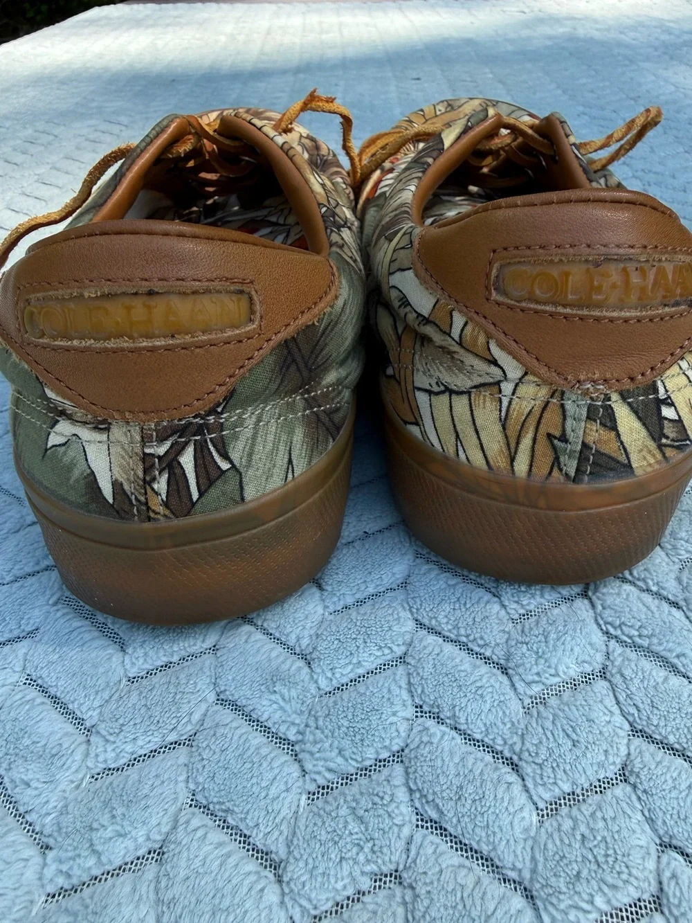 VTG 90s Cole Haan Sporting Canvas Deck Shoes Tropical Print 10.5 M Made in Korea